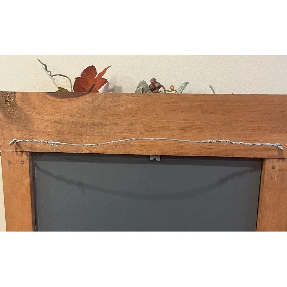 VTG Wood Wall Mirror Shelf Fall Autumn Leaves Berries Primitive Farmhouse Decor